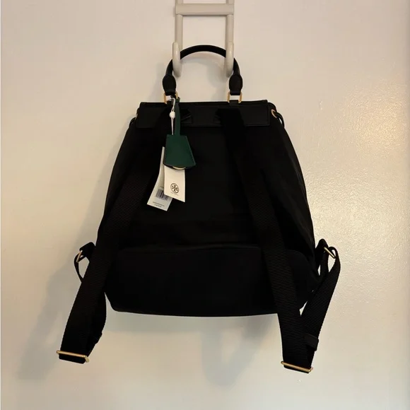 NWT Tory Burch Black Perry Nylon Flap Backpack - Picture 5 of 9